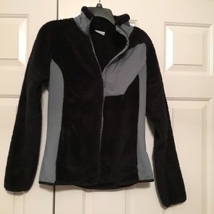 Fuzzy black and gray Columbia jacket